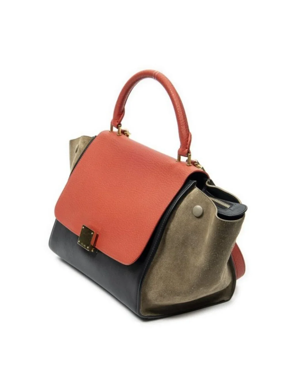 Celine Small Tricolor Trapeze Red Black Top Grain Calfskin Leather - Picture 2 of 10